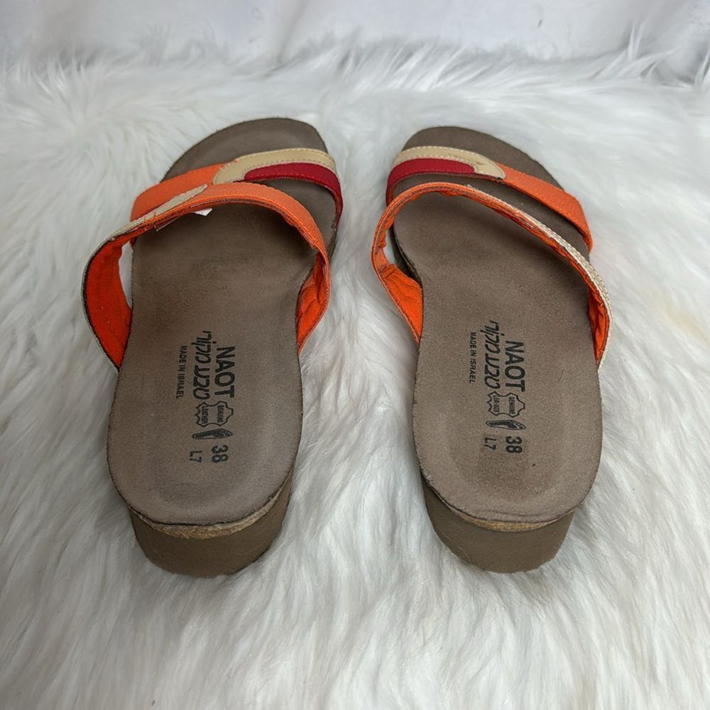 Naot Frankie Red/Orange/Gold Wedge Slide Sandals Sz 38/US 7 - Picture 3 of 6